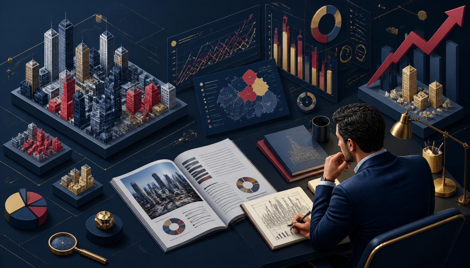 Analyst reviewing real estate market trends